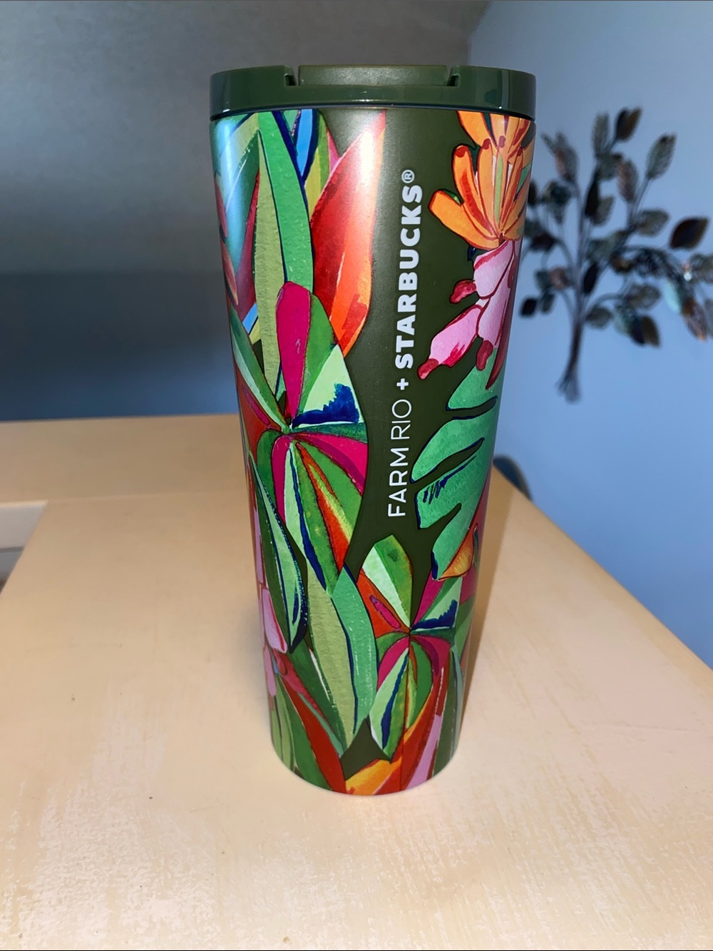 Starbucks Green Floral Botanical Travel Tumbler collaboration with Farm Rio